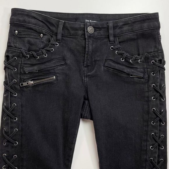 The Kooples Low Rise Braided Jean Zip Stretch Charcoal Wash Black 26 Short - Picture 3 of 8